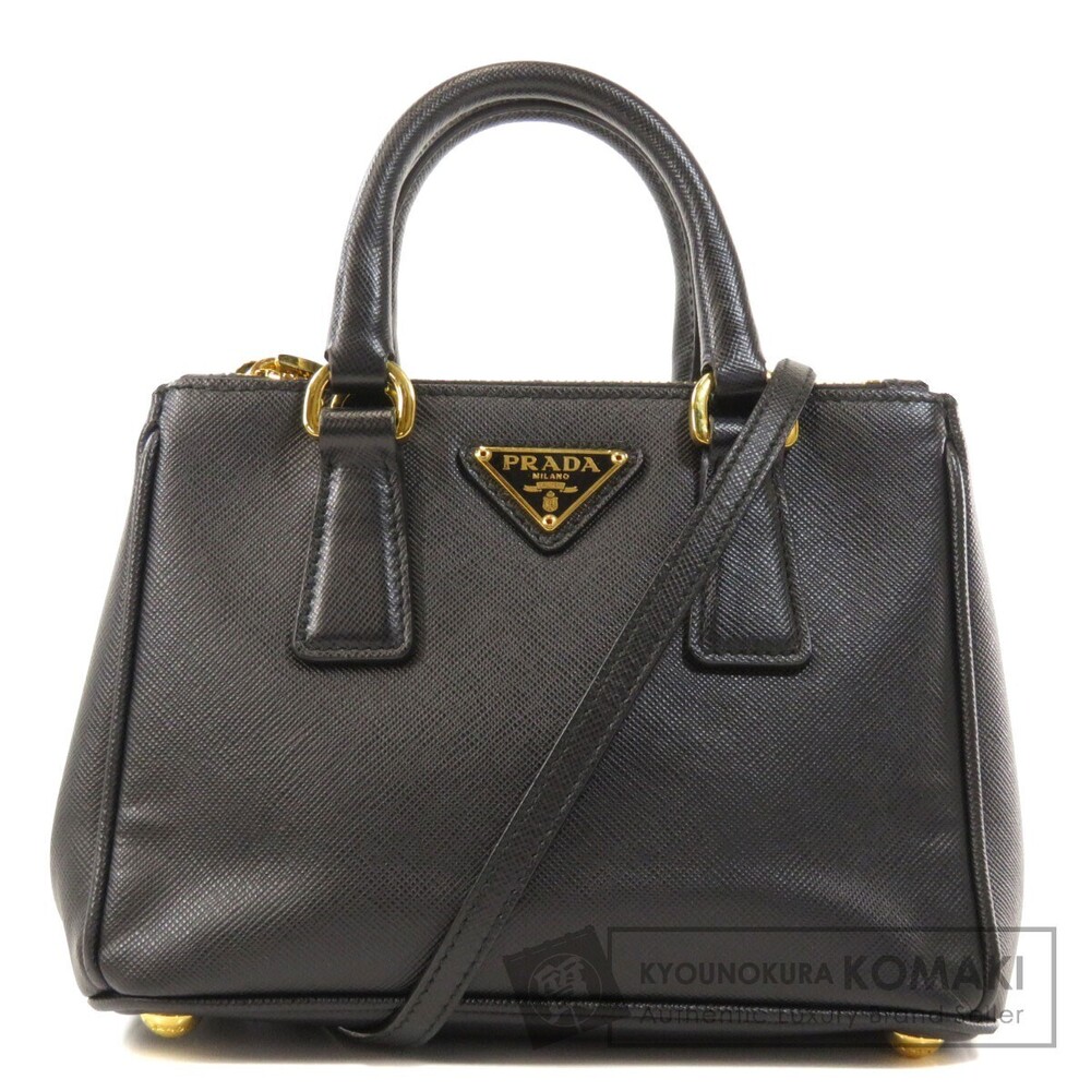 Prada Saffiano Logo Plate Handbag Leather